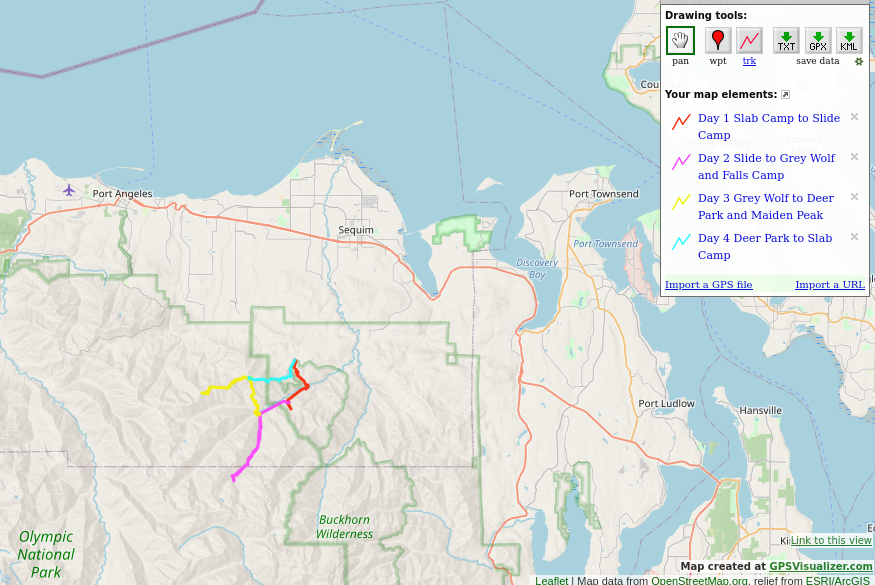 Olympic Mountains Backpack Location Map